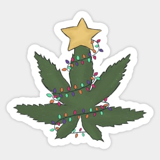 Weed Leaf Christmas Lights Sticker